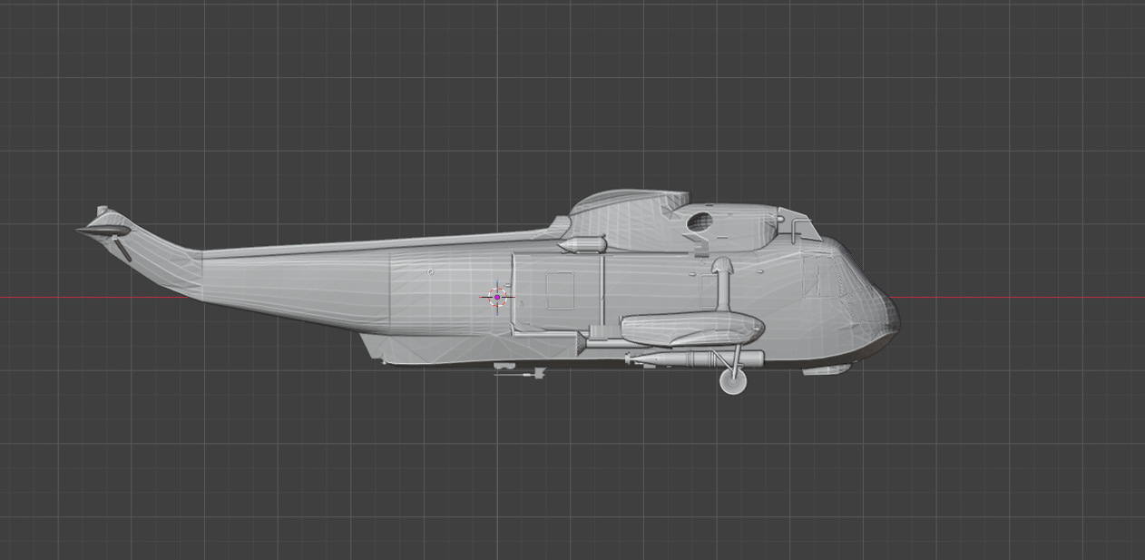CAD model side view of the Sikorsky H-3 Sea King helicopter.