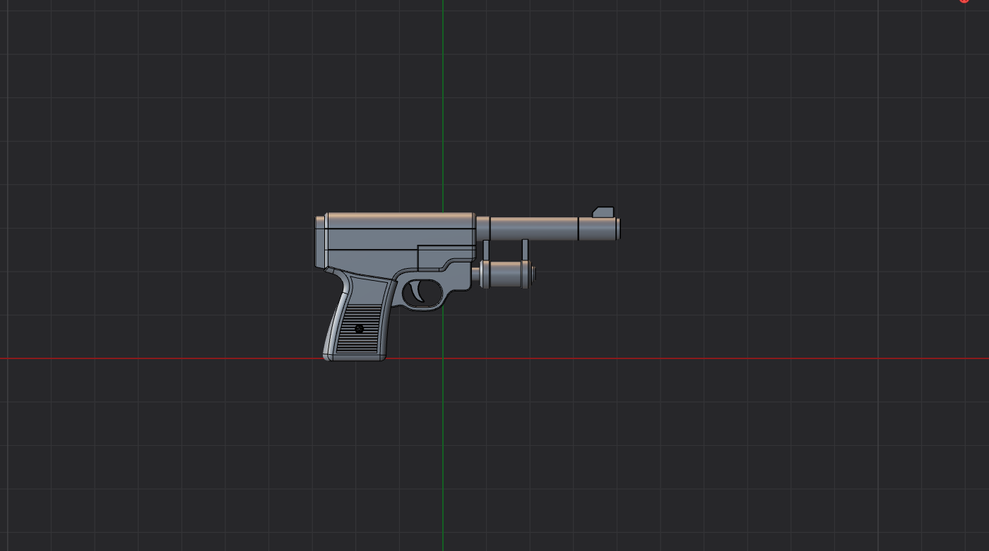 Right side CAD-style view of the restoration gun showing profile and grip details.